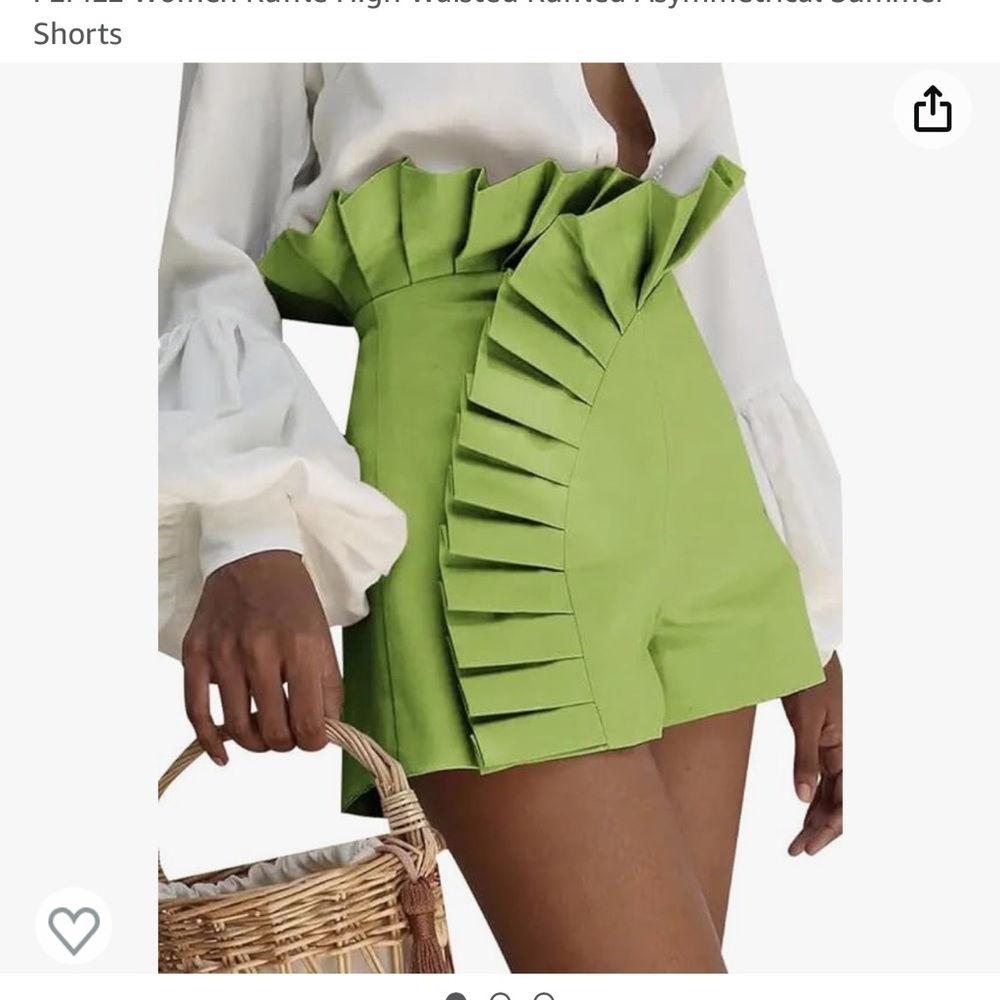 High waisted asymmetrical shorts ruffle